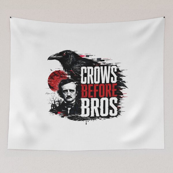 Item preview, Crows Before Bros Edgar Allan Poe Glitch Raven Graphic designed and sold by Fenay Designs.