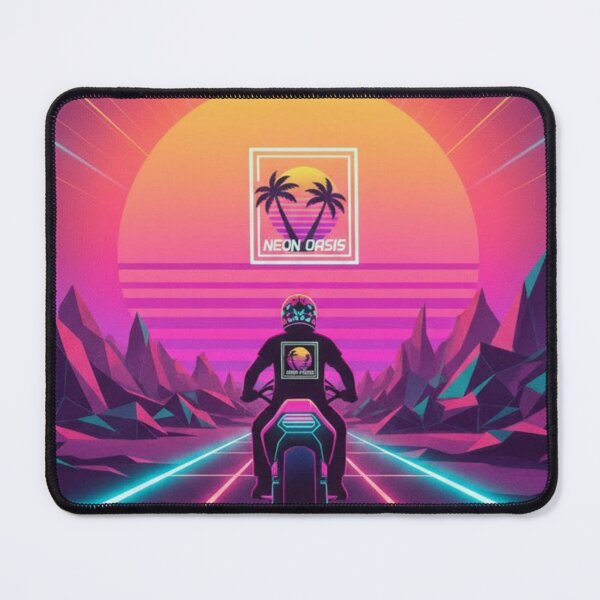 Item preview, Neon Oasis Rider – Retro Futuristic Vaporwave Art designed and sold by Dogandesighn.
