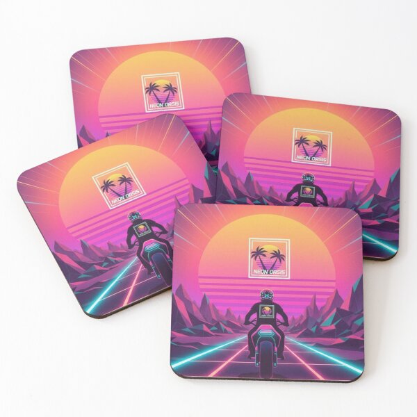 Item preview, Neon Oasis Rider – Retro Futuristic Vaporwave Art designed and sold by Dogandesighn.