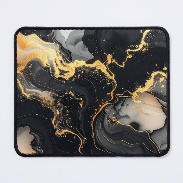 Item preview, Golden Abyss - Luxury Black and Gold Marble Fluid Art designed and sold by Kavin786.