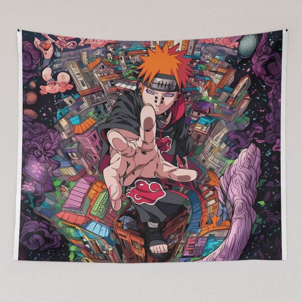 Item preview, Pain Akatsuki Anime Wallpaper | Rinnegan Cosmic Retro Manga Art Print designed and sold by Dyan4.
