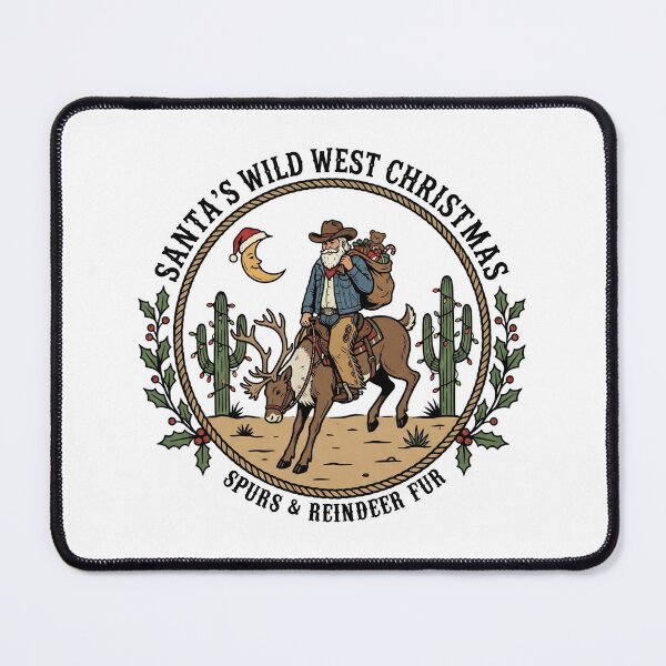 Item preview, Santa’s Wild West Christmas Cowboy Santa Riding Reindeer Desert Holiday designed and sold by Milasneeze.