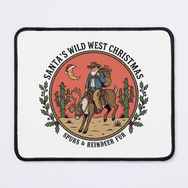 Item preview, Santa’s Wild West Christmas Cowboy Santa Riding Reindeer Holiday designed and sold by Milasneeze.