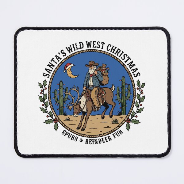 Item preview, Santa’s Wild West Christmas Blue Sky Cowboy Santa Riding Reindeer Desert Holiday designed and sold by Milasneeze.