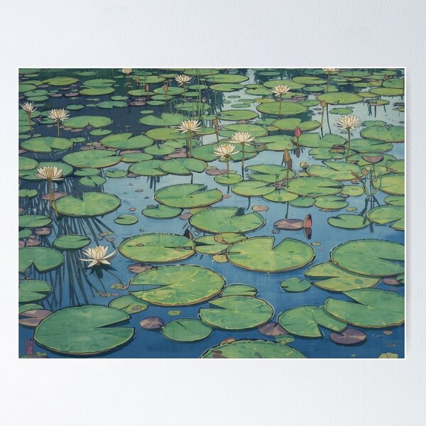 Item preview, Monet Water Lilies Ukiyo-e Japanese Woodblock Mashup designed and sold by Vandy Fullam.