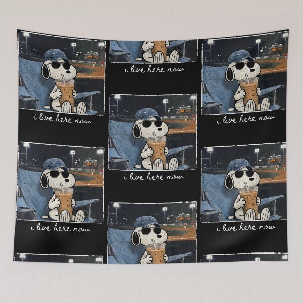 Item preview, Snoopy I Live Here Now Coffee Lover Baseball Fan designed and sold by phoebelevine.