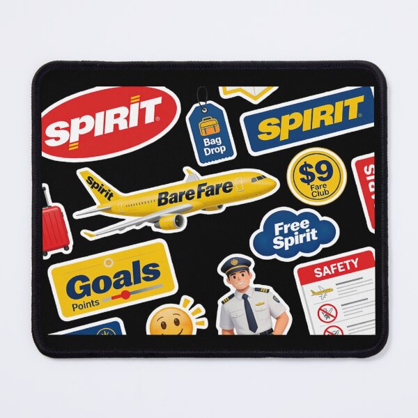 Item preview, Spirit Airlines Bare Fare Sticker Pack | $9 Fare Club | Free Spirit Goals Points | Funny Aviation Sticker Bundle | Budget Airline Humor Decal Set designed and sold by Yasmine Mohammed.