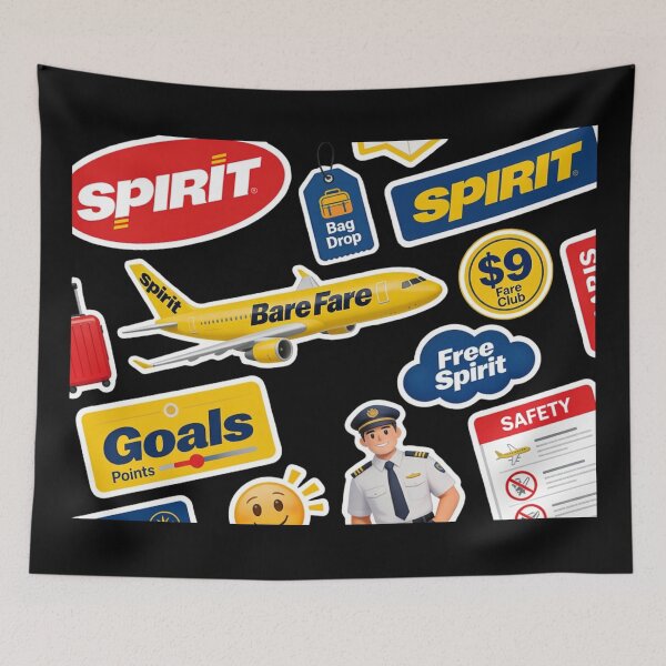 Item preview, Spirit Airlines Bare Fare Sticker Pack | $9 Fare Club | Free Spirit Goals Points | Funny Aviation Sticker Bundle | Budget Airline Humor Decal Set designed and sold by Yasmine Mohammed.