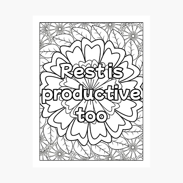 Item preview, Mandala Coloring Page - Rest Is Productive Too - Self Care Printable designed and sold by BreathAndColor.