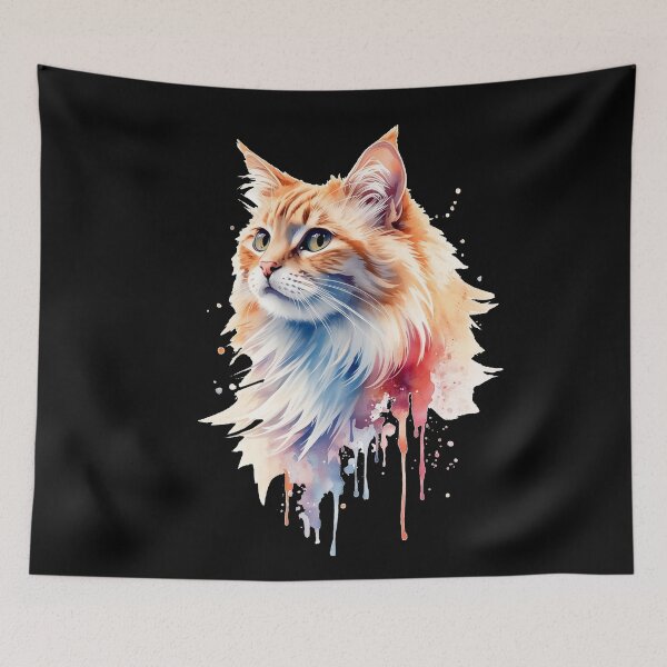 Item preview, Soft Watercolor Cat | Pastel Kitty with Artistic Paint Splashes designed and sold by Biedroneczka.