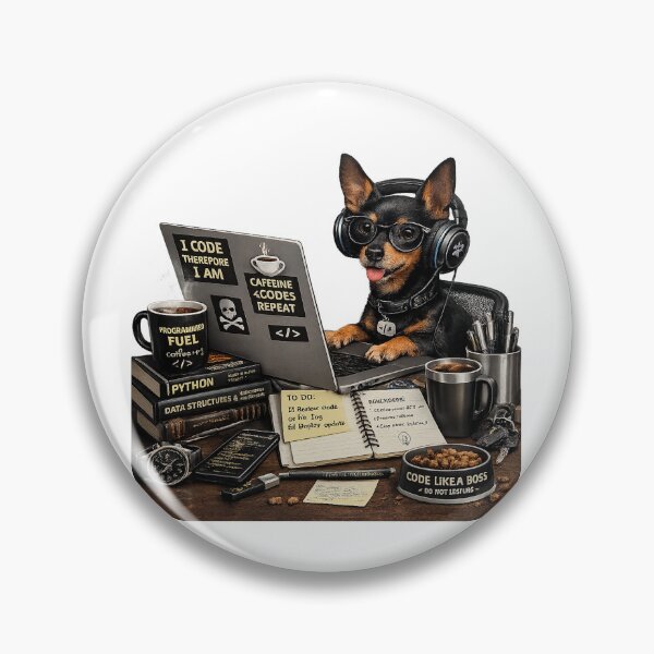 Item preview, Serious English Toy Terrier Coding Dog – Black and Tan Programmer designed and sold by YamiSociety.