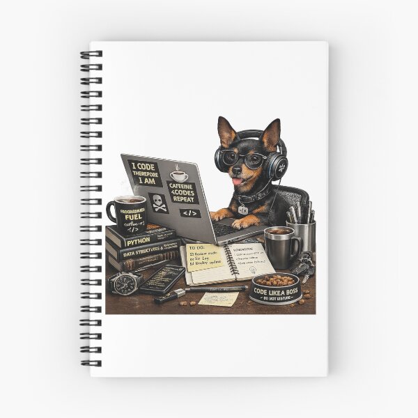 Item preview, Serious English Toy Terrier Coding Dog – Black and Tan Programmer designed and sold by YamiSociety.