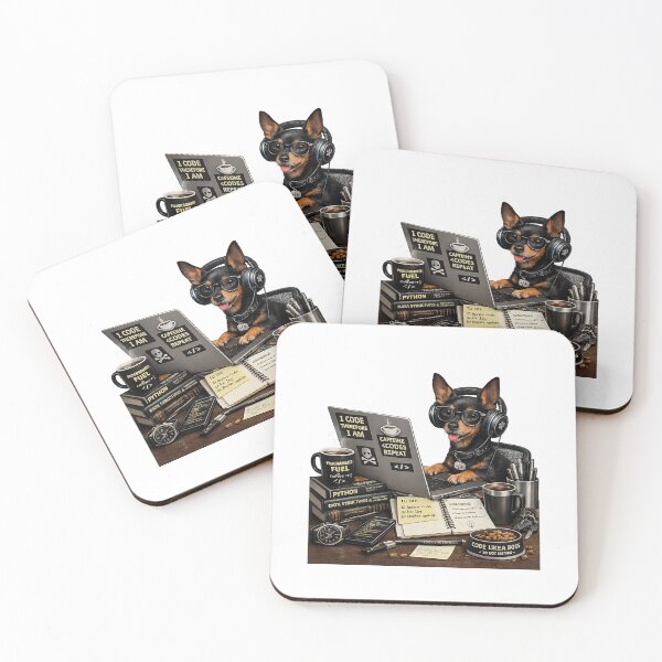 Item preview, Serious English Toy Terrier Coding Dog – Black and Tan Programmer designed and sold by YamiSociety.