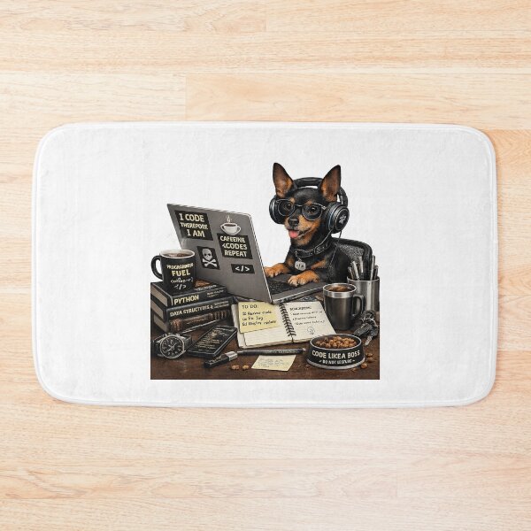 Item preview, Serious English Toy Terrier Coding Dog – Black and Tan Programmer designed and sold by YamiSociety.