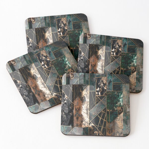 Item preview, Emerald Black Geometric Marble Abstraction designed and sold by CosmicGlyph.