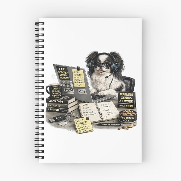 Item preview, Japanese Chin Coding Dog – Realistic Programmer Puppy designed and sold by YamiSociety.