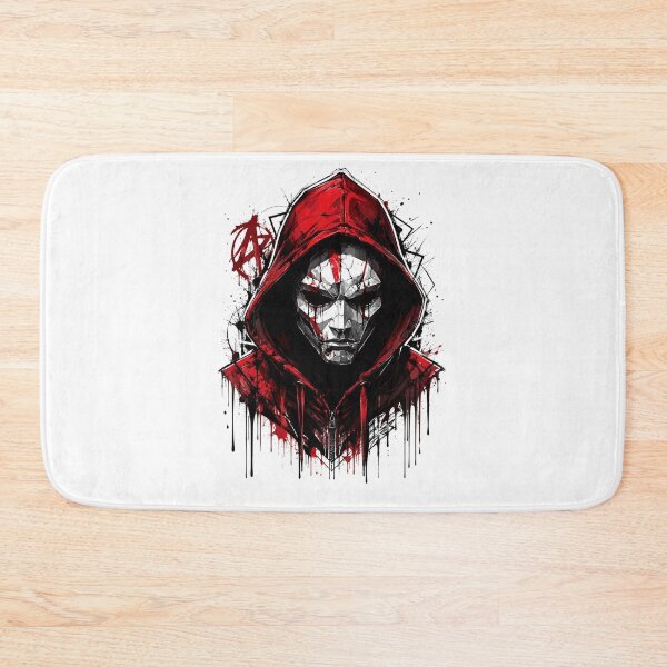 Item preview, Cracked Mask Hooded Figure Sticker – Dark Red Urban Graffiti Art designed and sold by ClickToSticker.