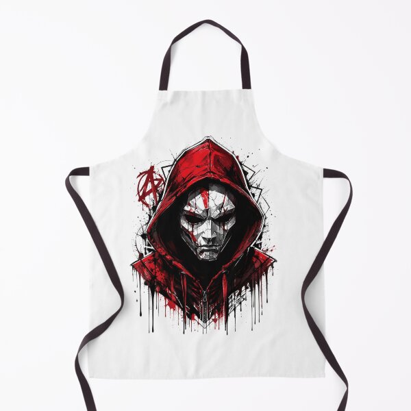 Item preview, Cracked Mask Hooded Figure Sticker – Dark Red Urban Graffiti Art designed and sold by ClickToSticker.