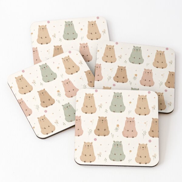 Item preview, Cute Pastel Capybara Garden Pattern designed and sold by MegaNovaArt.