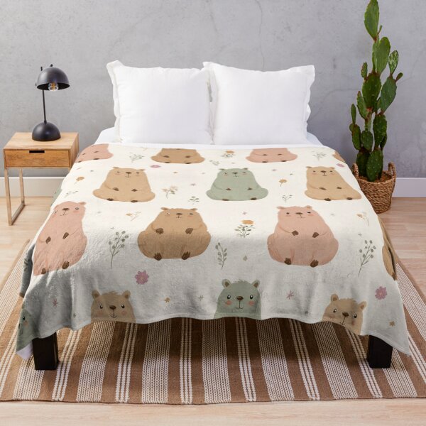 Item preview, Cute Pastel Capybara Garden Pattern designed and sold by MegaNovaArt.