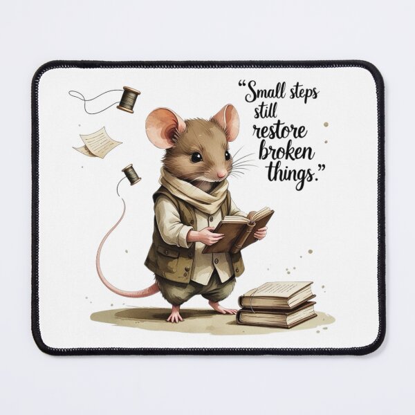 Item preview, Small Steps Restore Broken Things Vintage Mouse Dark Academia designed and sold by AQUILAKREO.