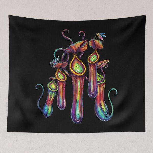 Item preview, Neon Pitcher Plant Carnivorous Botanical Psychedelic Art designed and sold by HoshisWorld2018.
