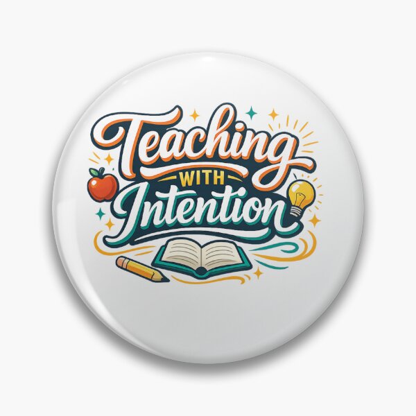 Item preview, Teaching With Intention Colorful Retro Teacher Typography Design designed and sold by NeelusShop.