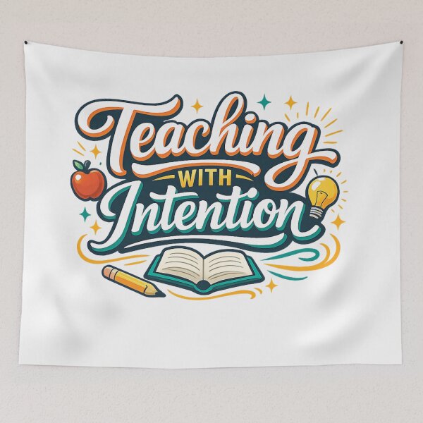 Aperçu de l'œuvre Conception typographique rétro et colorée pour enseignants, conçue pour enseigner avec intention créée et vendue par NeelusShop.