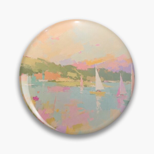 Item preview, serene lake sailboats pastel designed and sold by bosamji.