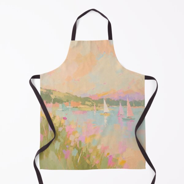 Item preview, serene lake sailboats pastel designed and sold by bosamji.