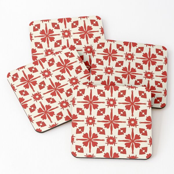 Item preview, Boho Style – Red Retro Floral Pattern designed and sold by pASob-dESIGN.