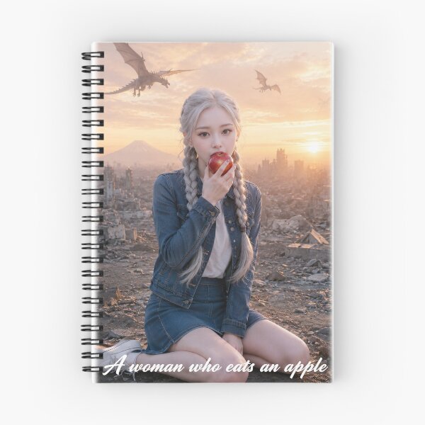 Item preview, A woman eating an apple in a city where dragons fly designed and sold by HD3284.