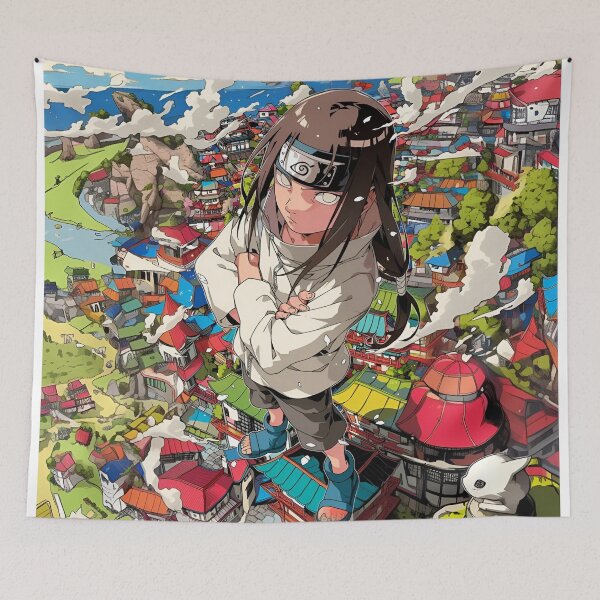 Item preview, Neji Hyuga Hidden Leaf Village Skyline Anime Art | Neji Hyuga Aesthetic Poster | Naruto Inspired Manga Style Art designed and sold by Dyan4.