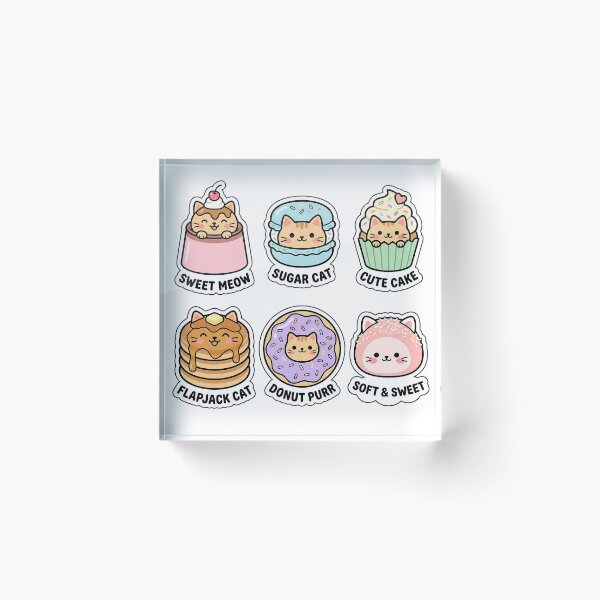 Item preview, Kawaii Cat-Sert Sticker Pack - Cute Cat & Dessert Puns designed and sold by SimpleP.