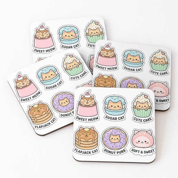 Item preview, Kawaii Cat-Sert Sticker Pack - Cute Cat & Dessert Puns designed and sold by SimpleP.