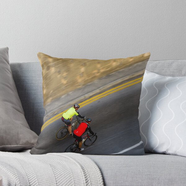 Item preview, Two Road Cyclists Riding Together Along Curved Urban Street in Motion designed and sold by Nmallia.