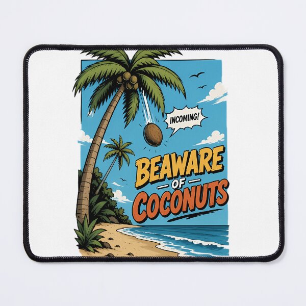Item preview, Beware Of Coconuts ? Funny Tropical Beach Humor | Incoming Coconut Meme | Cartoon Island Vacation Art ? designed and sold by Abhi0.