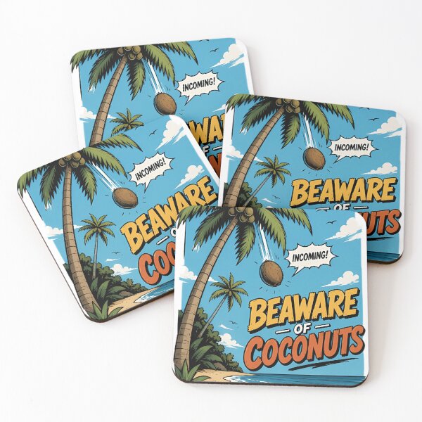 Item preview, Beware Of Coconuts ? Funny Tropical Beach Humor | Incoming Coconut Meme | Cartoon Island Vacation Art ? designed and sold by Abhi0.