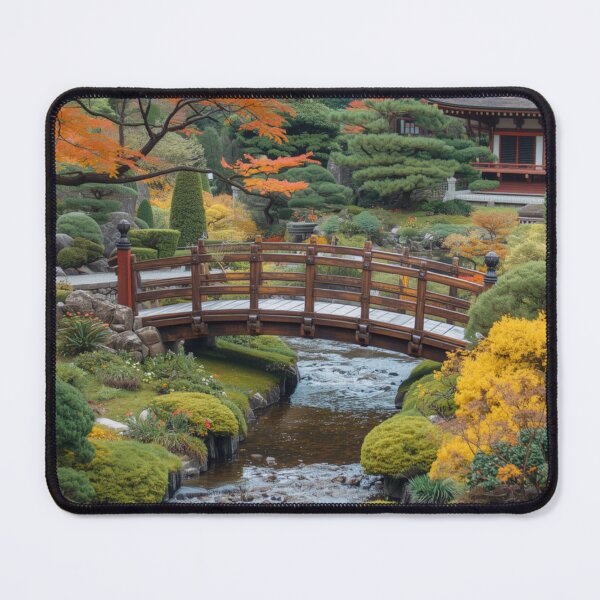 Item preview,  Serene Japanese Garden Bridge Wall Art – Autumn Zen Landscape Print designed and sold by photoart1854.