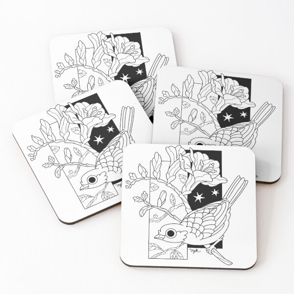Item preview, Bird and Floral Branch Line Art – Night Sky designed and sold by Vyk Designs.
