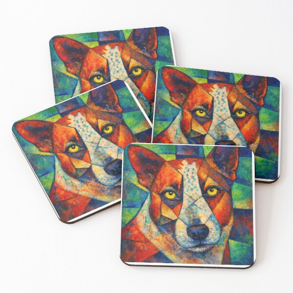 Item preview, Colorful Geometric Dog Art Shirt, Cubist Cattle Dog Portrait Tee, Abstract Modern Dog Painting Design, Vibrant Pop Art Dog Graphic Shirt designed and sold by Red Cash.