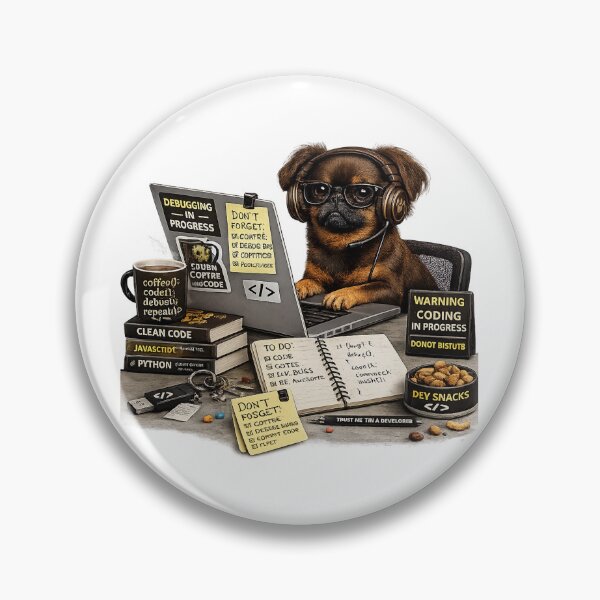 Item preview, Brown Petit Brabançon Coding Dog – Realistic Programmer Puppy designed and sold by YamiSociety.