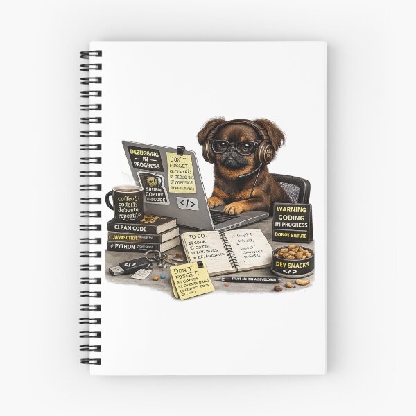 Item preview, Brown Petit Brabançon Coding Dog – Realistic Programmer Puppy designed and sold by YamiSociety.