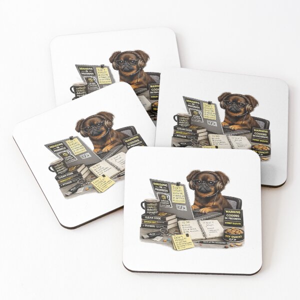 Item preview, Brown Petit Brabançon Coding Dog – Realistic Programmer Puppy designed and sold by YamiSociety.