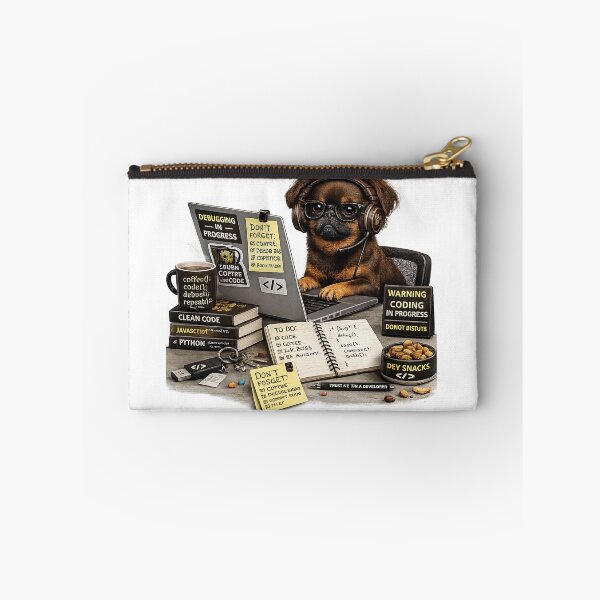 Item preview, Brown Petit Brabançon Coding Dog – Realistic Programmer Puppy designed and sold by YamiSociety.