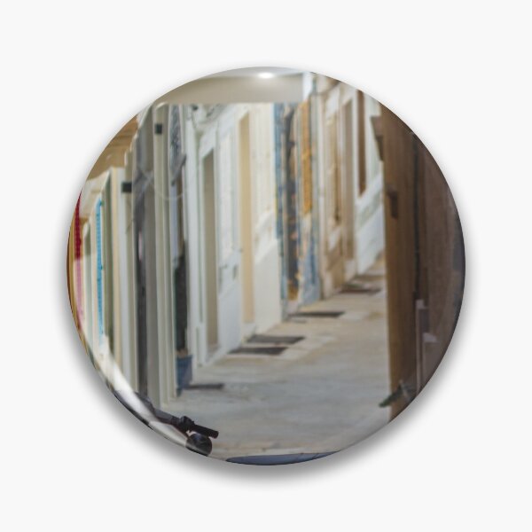 Item preview, Vintage White Scooter Parked in Narrow Mediterranean Alley With Colorful Balconies and Quiet Atmosphere designed and sold by Nmallia.
