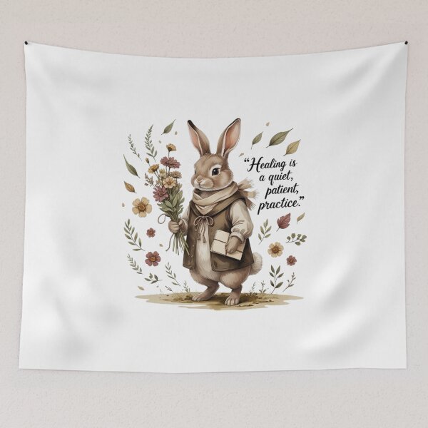 Item preview, Healing Is A Quiet Patient Practice Vintage Bunny Dark Academia designed and sold by AQUILAKREO.