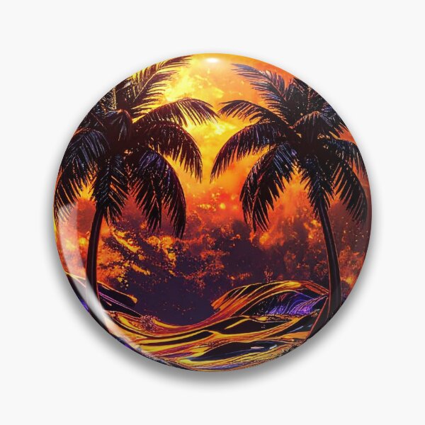 Item preview, Vaporwave Horizon - 3D Liquid Sunset with Palm Silhouettes designed and sold by Kavin786.