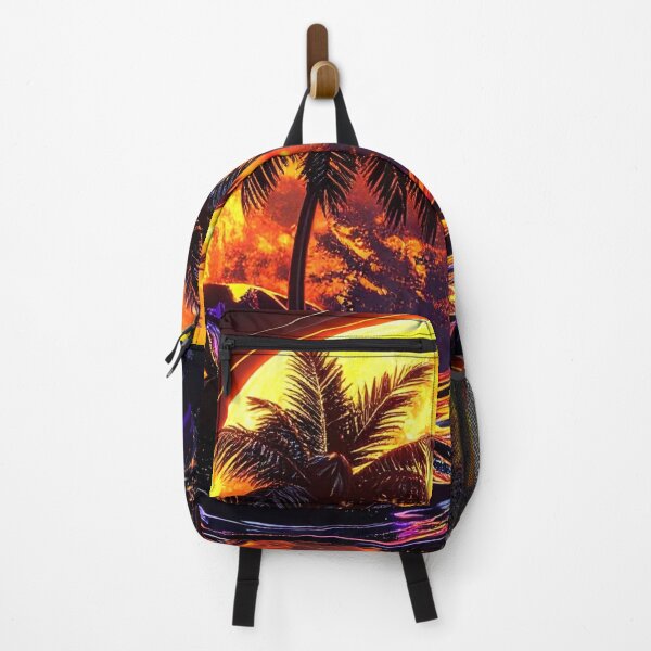 Item preview, Vaporwave Horizon - 3D Liquid Sunset with Palm Silhouettes designed and sold by Kavin786.