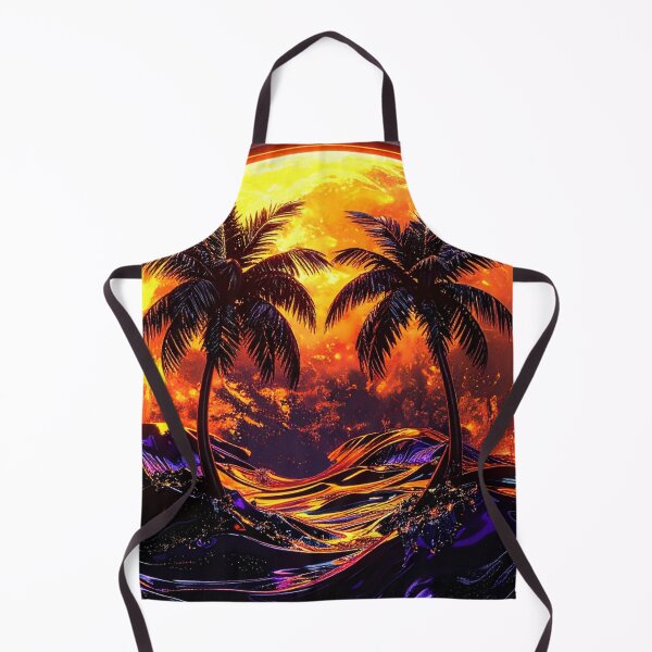 Item preview, Vaporwave Horizon - 3D Liquid Sunset with Palm Silhouettes designed and sold by Kavin786.